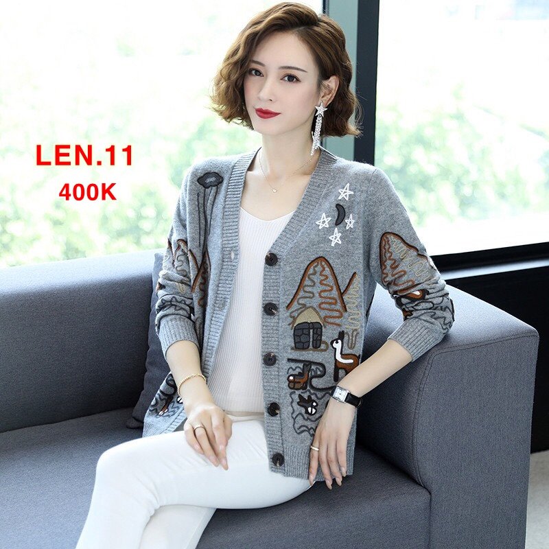 Áo Khoát Len Họa Tiết - LEN.11